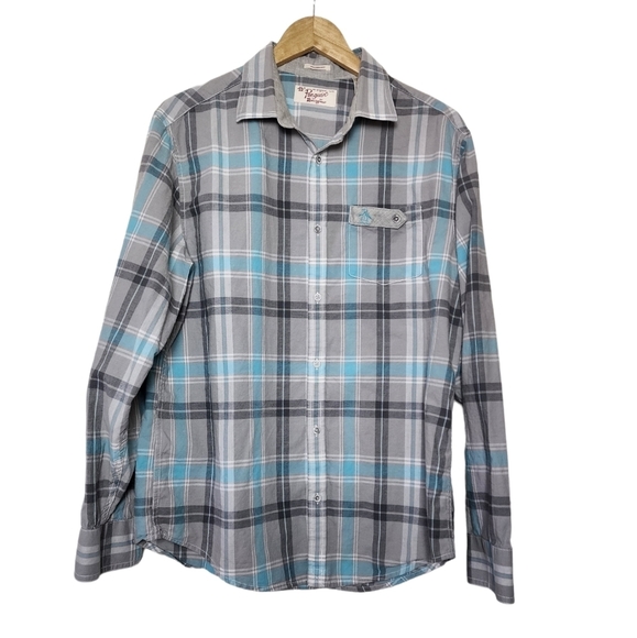 Original Penguin Other - Penguin Blue Plaid Long sleeve Button Down Men's Shirt Size L
